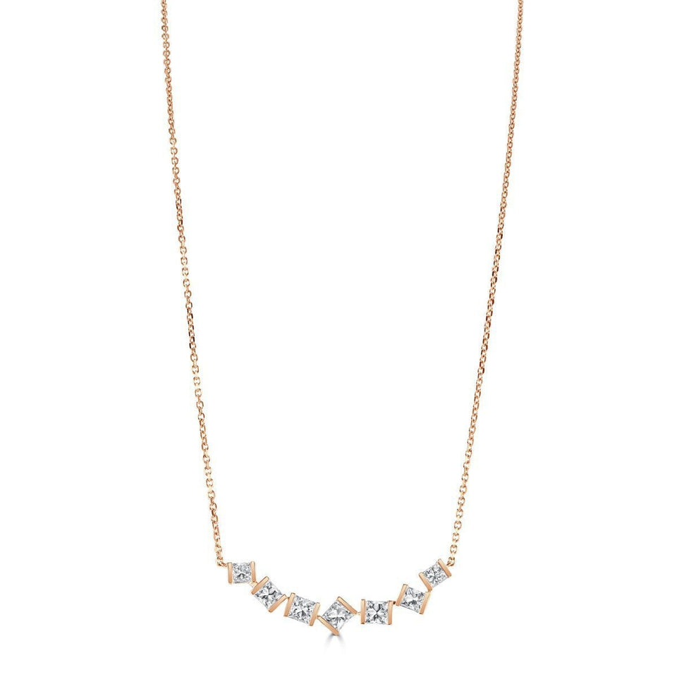 Hopscotch Rose Gold Diamond Bar Necklace at David M Robinson
