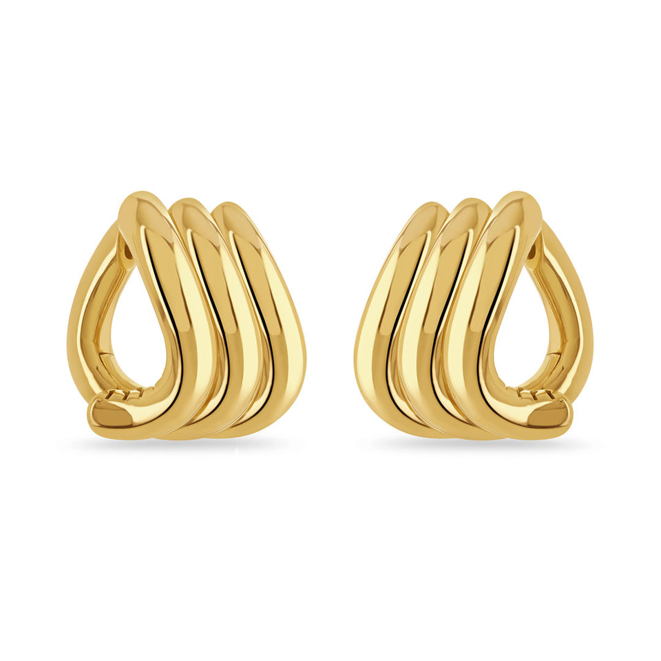 Making Waves 18ct Yellow Gold Triple Hoop Earrings at David M Robinson