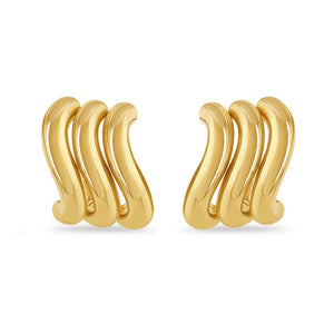 Making Waves Yellow Gold Triple Hoop Earrings