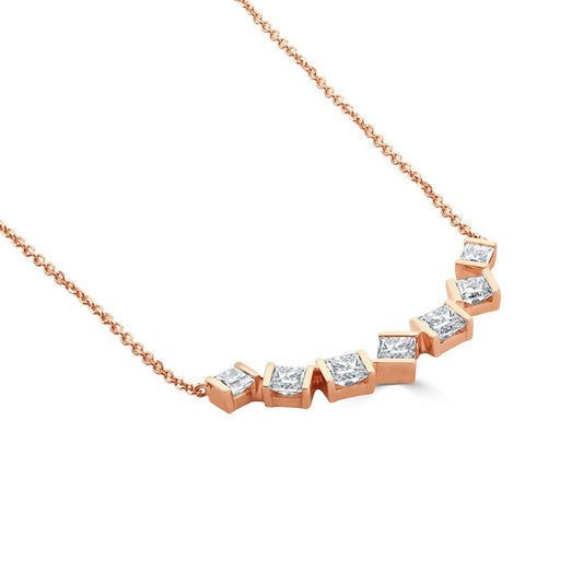 Hopscotch Rose Gold Diamond Bar Necklace