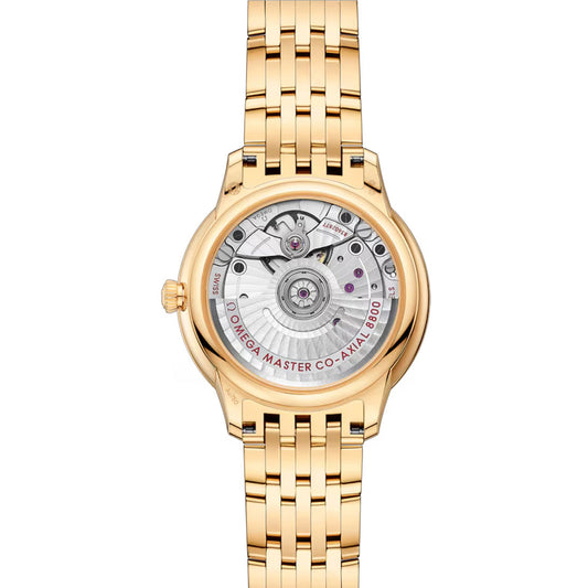 OMEGA De Ville Prestige Yellow Gold Chronometer 34mm Watch O43455342058001 at DMR and the OMEGA Boutique Liverpool