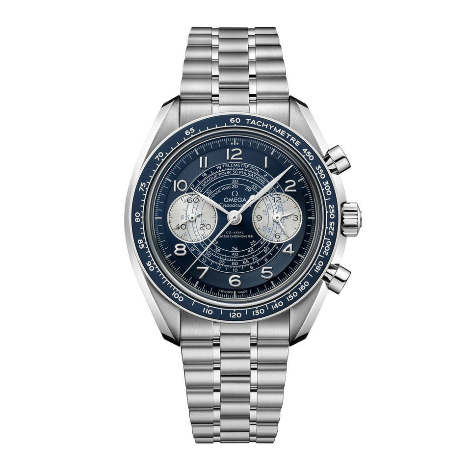 OMEGA Speedmaster Steel Chronograph 43mm Watch O32930435103001 at DMR and the OMEGA Boutique Liverpool