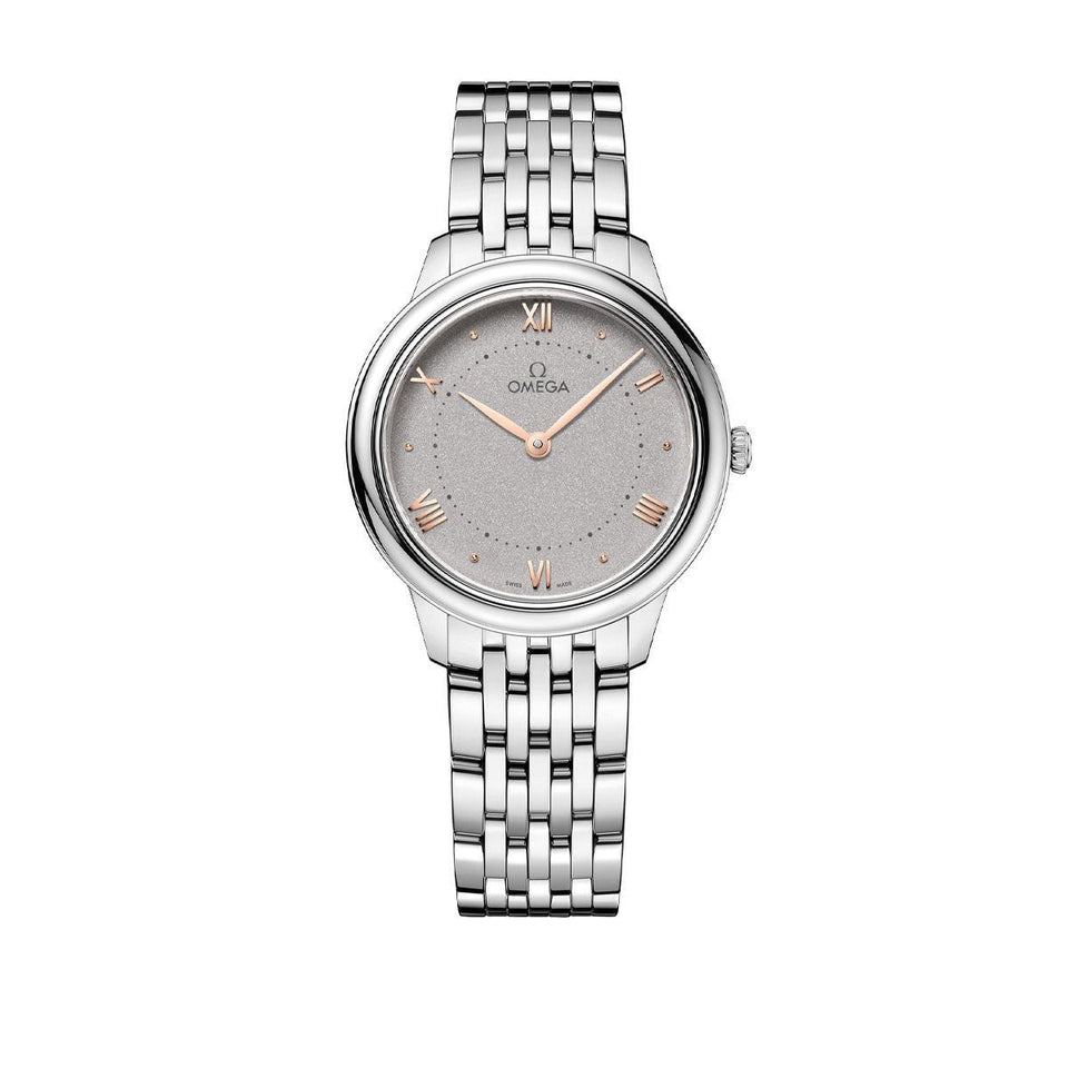 OMEGA De Ville Prestige Quartz O-MEGASTEEL 30mm Watch O43410306006001 at DMR and the OMEGA Boutique Liverpool