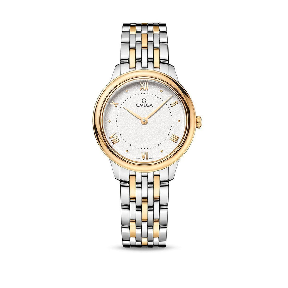 OMEGA De Ville Prestige Steel Yellow Gold Quartz 30mm Watch O43420306002002 at DMR and the OMEGA Boutique Liverpool