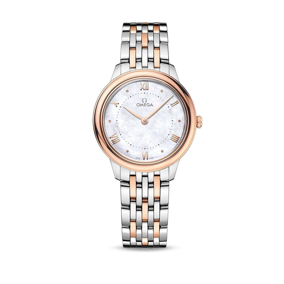 OMEGA De Ville Prestige Steel Sedna&trade; Gold Quartz 30mm Watch O43420306005001 at DMR and the OMEGA Boutique Liverpool