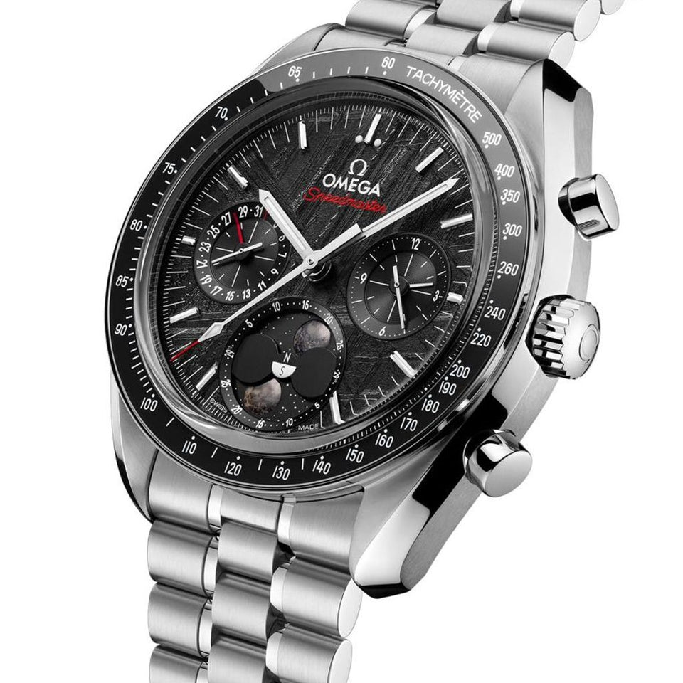 OMEGA Speedmaster Meteorite Moonphase 43mm Steel Watch at DMR and the OMEGA Boutique Liverpool