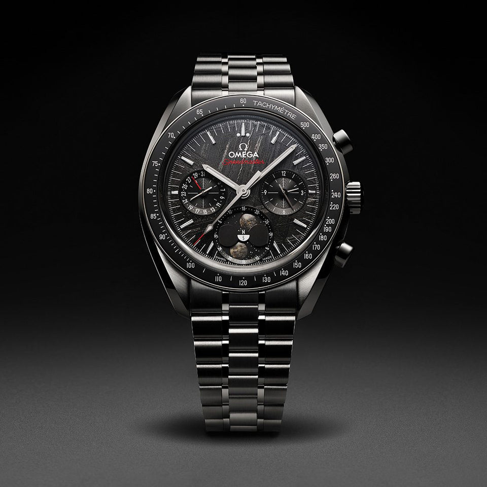 OMEGA Speedmaster Meteorite Moonphase 43mm Steel Watch at DMR and the OMEGA Boutique Liverpool