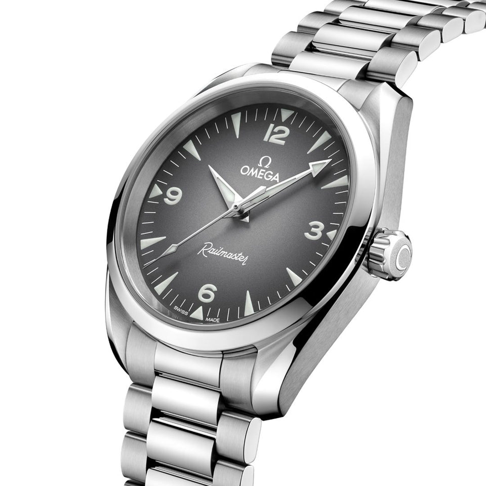 OMEGA Seamaster Railmaster Co-Axial Master Chronometer 38mm Watch at DMR and the OMEGA Boutique Liverpool