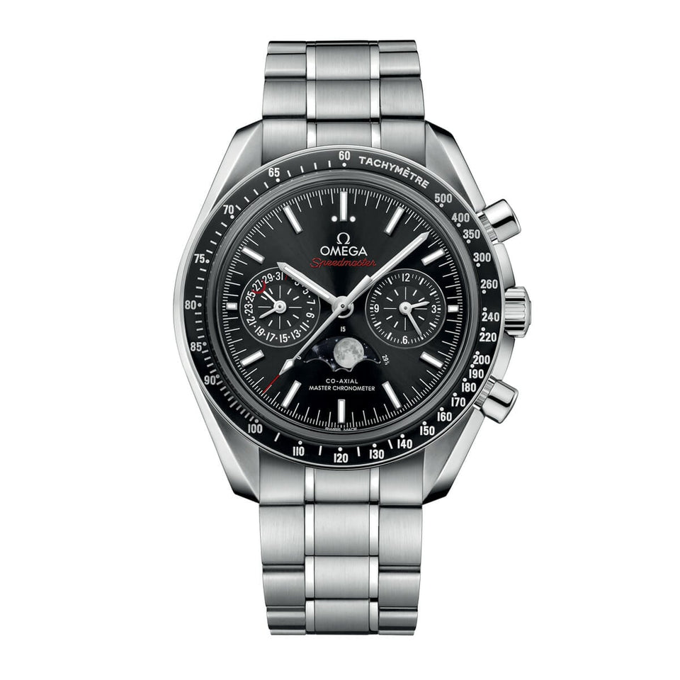 OMEGA Speedmaster Moonphase Chronometer 44mm Watch O30430445201001 at DMR and the OMEGA Boutique Liverpool