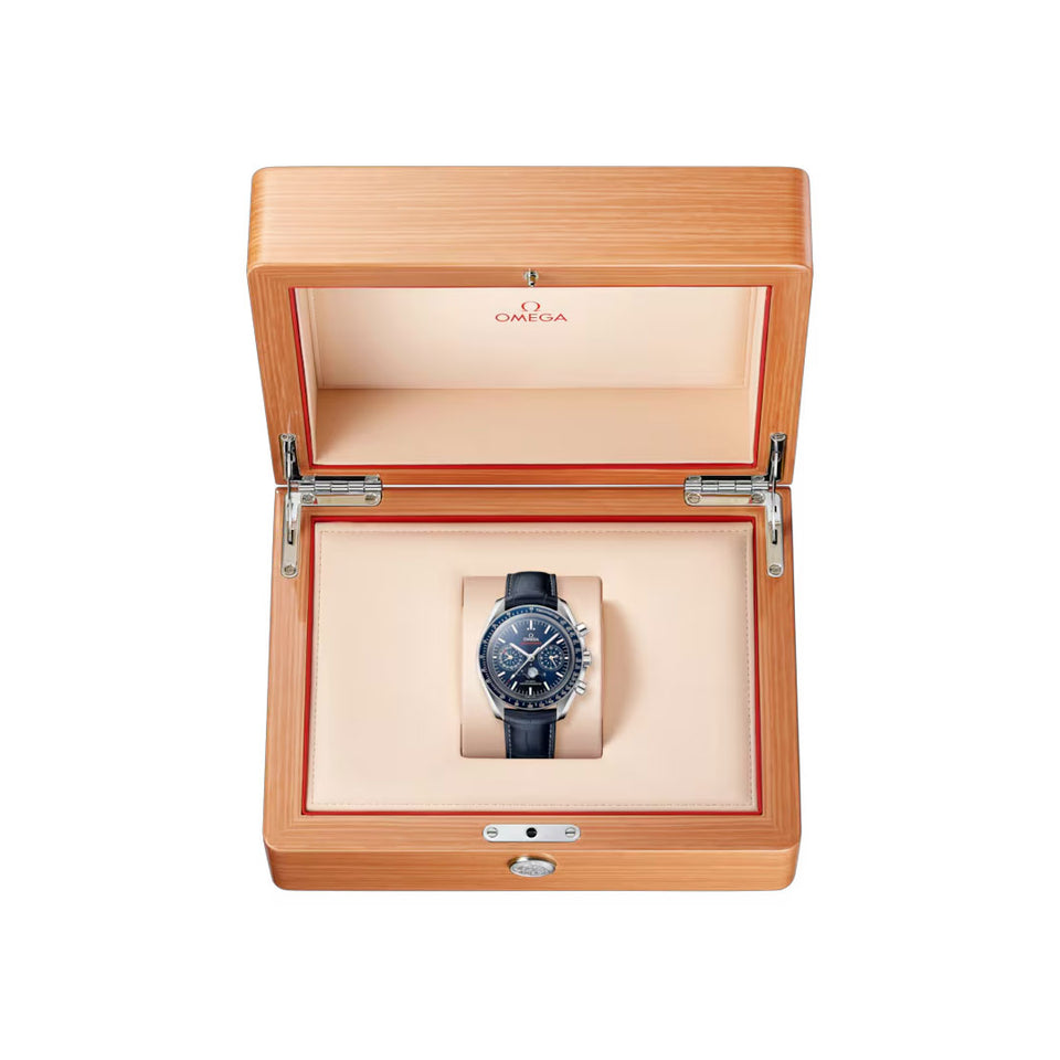 OMEGA Speedmaster Moonphase Chronograph 44mm Watch O30433445203001 at DMR and the OMEGA Boutique Liverpool