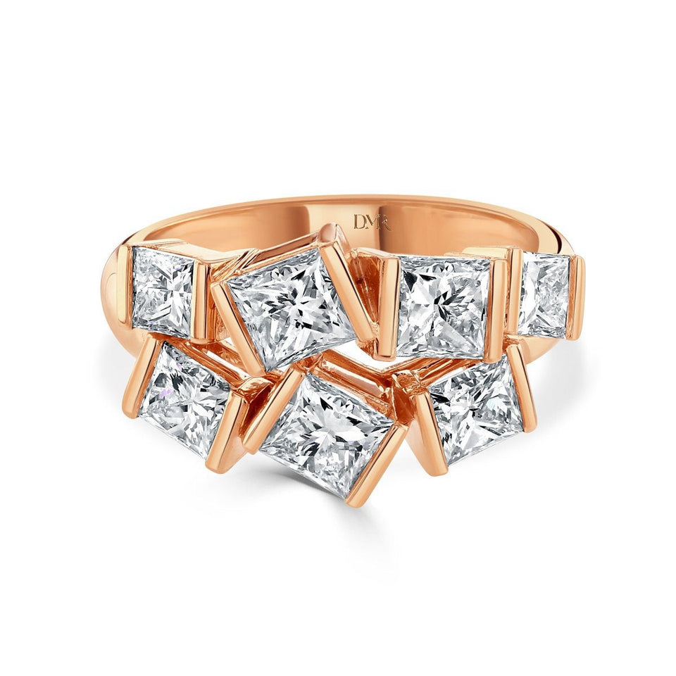 Hopscotch Rose Gold Princess Cut Diamond Ring at David M Robinson