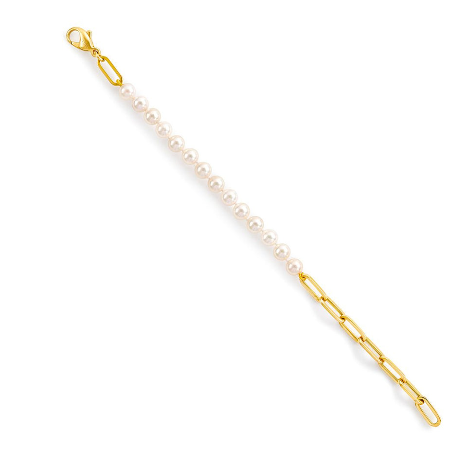 Giallo 18ct Yellow Gold Cultured Pearl Bracelet at David M Robinson