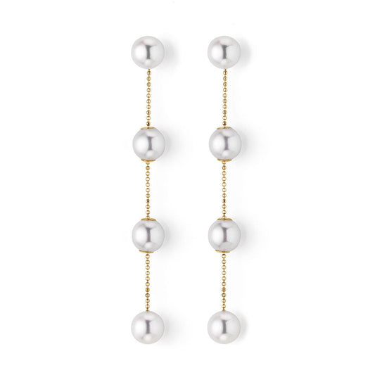 18ct Yellow Gold Akoya Pearl Drop Earrings