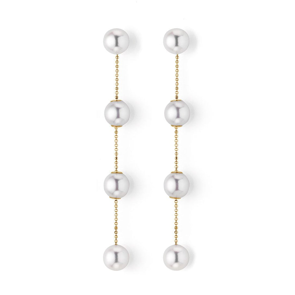 18ct Yellow Gold Akoya Pearl Drop Earrings