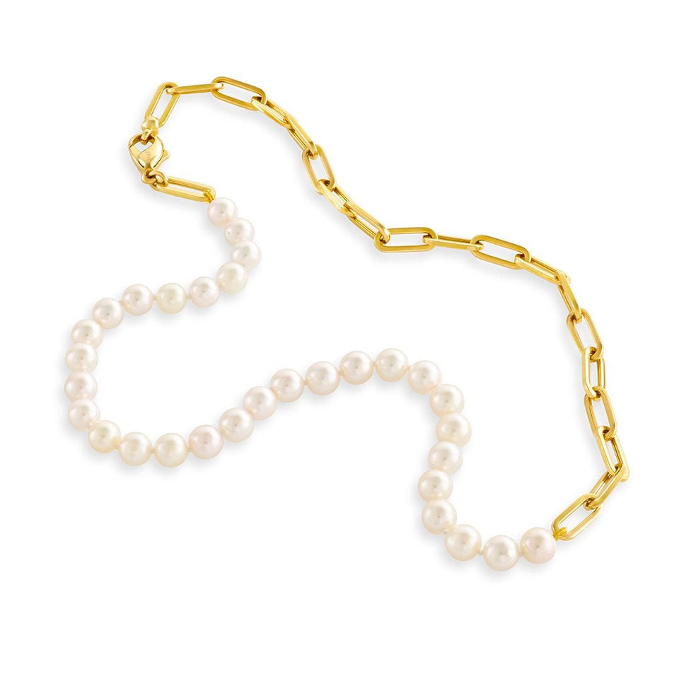 Giallo Yellow Gold and Pearl Necklace at David M Robinson