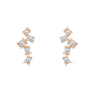 Hopscotch Rose Gold Diamond Stud Earrings