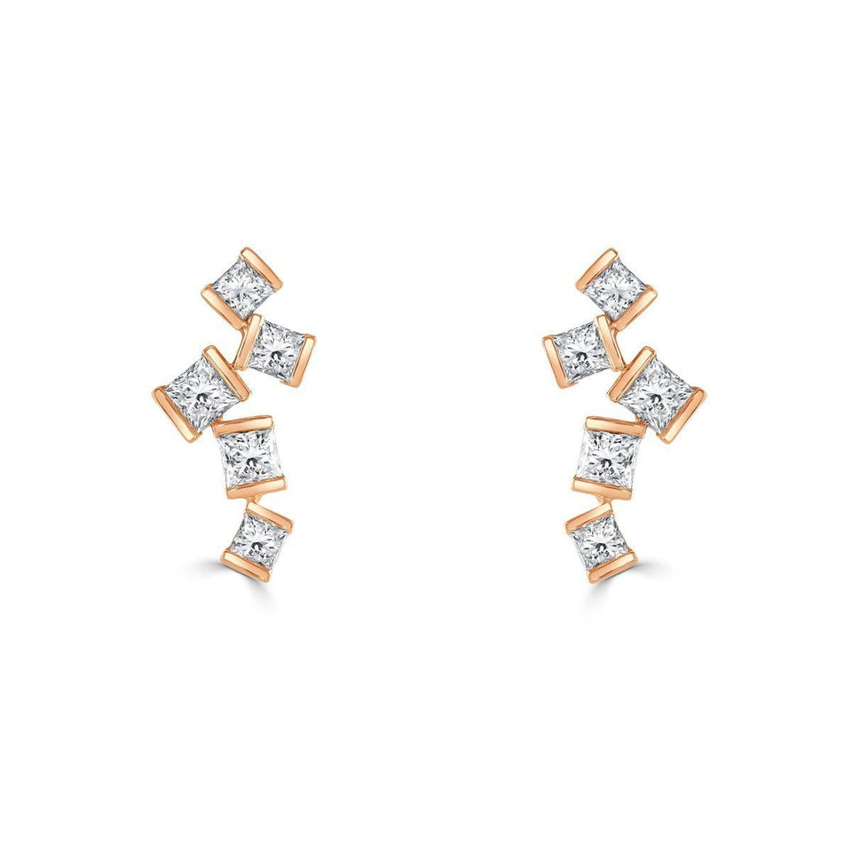 Hopscotch Rose Gold Diamond Stud Earrings at David M Robinson