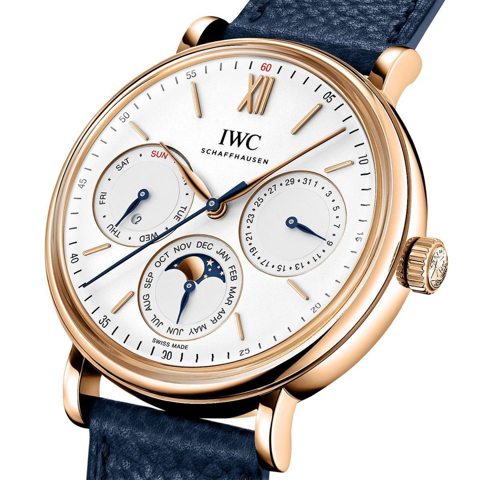 IWC Schaffhausen Portofino Perpetual Calendar 40mm Gold Watch at David M Robinson