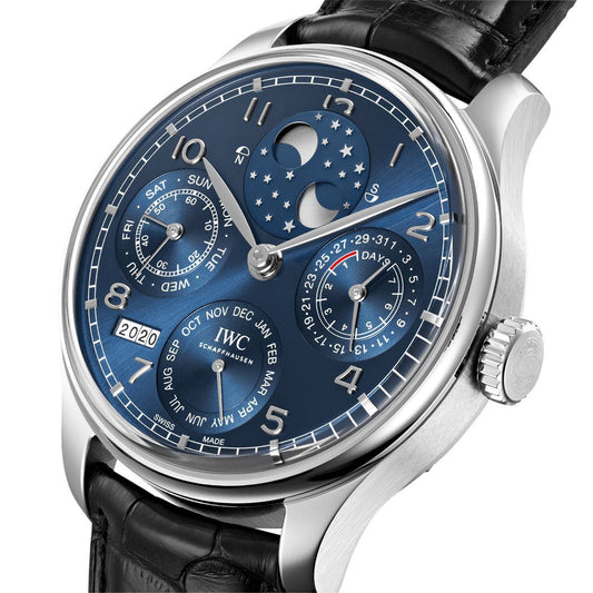 IWC Schaffhausen Portugieser Perpetual Calendar 44mm White Gold Watch at David M Robinson