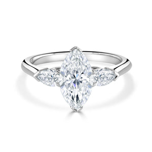 Marquise Cut Platinum Diamond Trilogy Ring