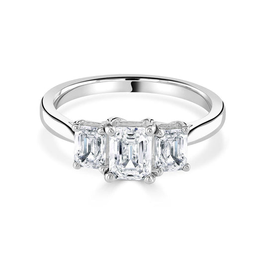 Emerald Cut Trilogy Engagement Ring