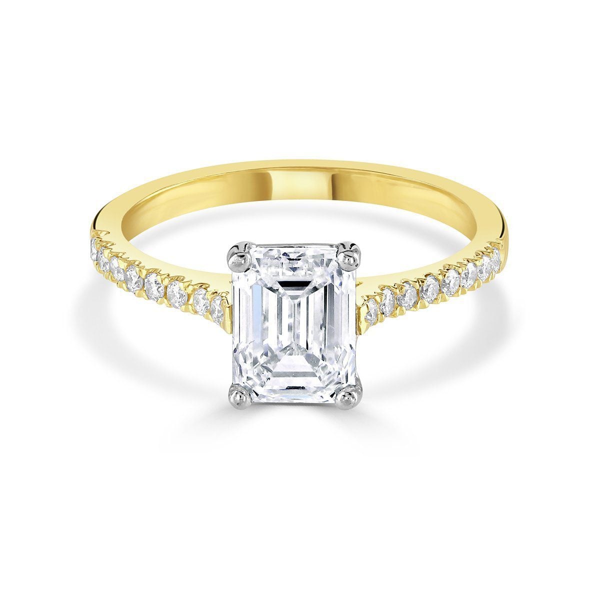 Emerald Cut 18ct Yellow Gold Diamond Engagement Ring at David M Robinson