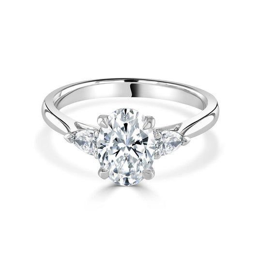 Oval Cut Platinum Diamond Trilogy Ring