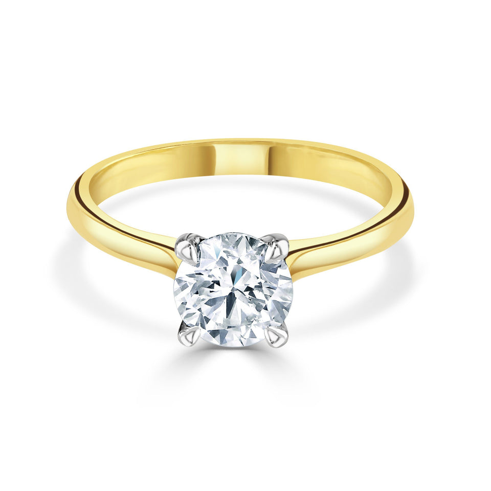 Round Brilliant Cut Diamond Yellow Gold Ring