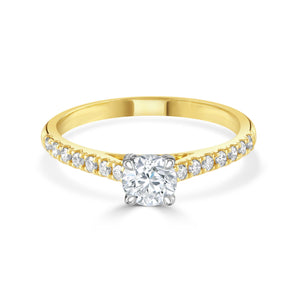 Round Brilliant Cut Yellow Gold Diamond Ring
