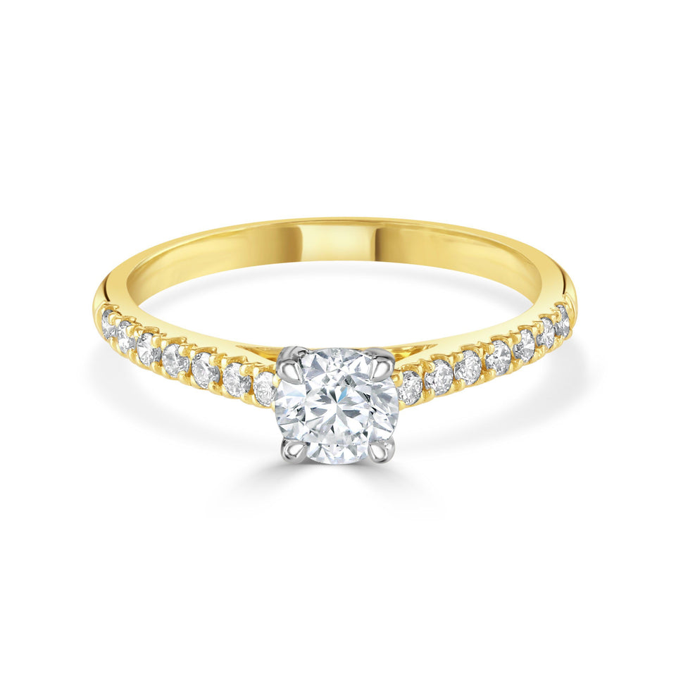 Round Brilliant Cut Yellow Gold Diamond Ring