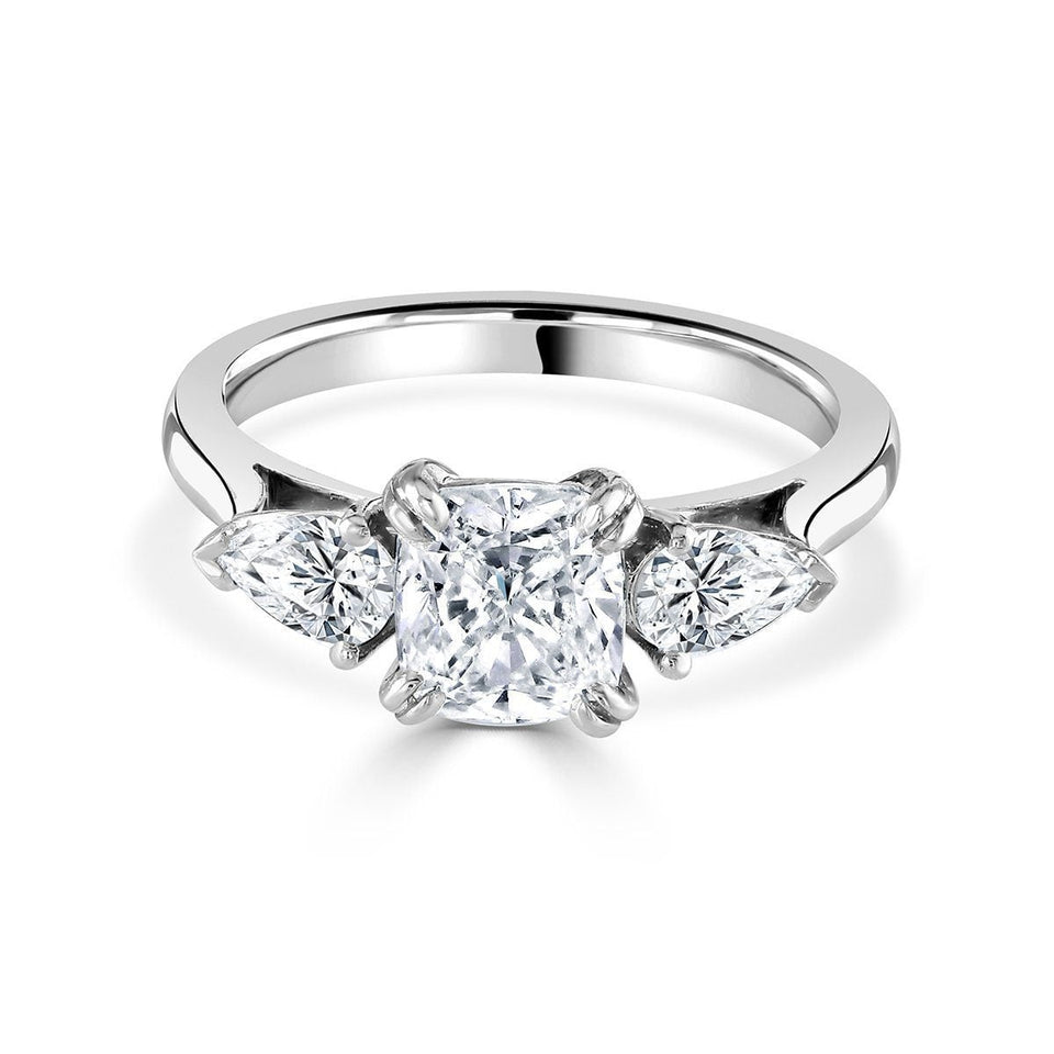 Cushion Cut Platinum Trilogy Ring