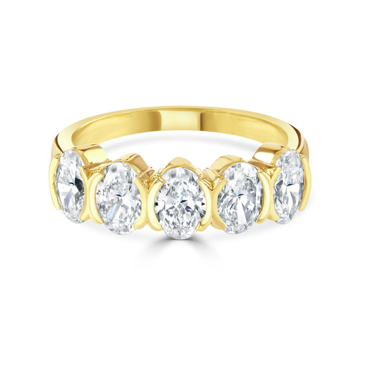 Oval Cut Yellow Gold Diamond Eternity Ring