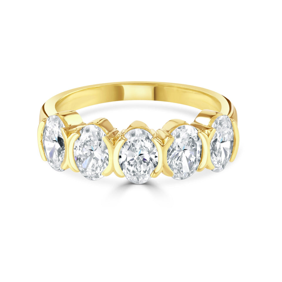 Oval Cut Yellow Gold Diamond Eternity Ring