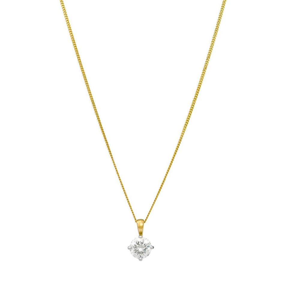 Diamond Classics 18ct Yellow Gold Round Brilliant Cut Diamond Pendant at David M Robinson