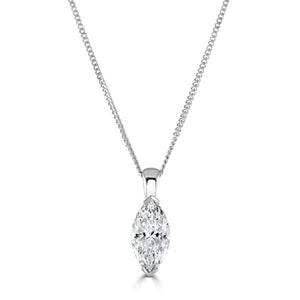 White Gold Marquise Cut Diamond Pendant