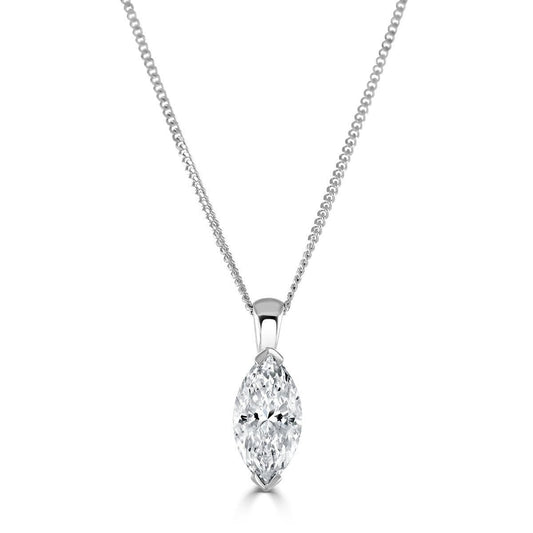 White Gold Marquise Cut Diamond Pendant