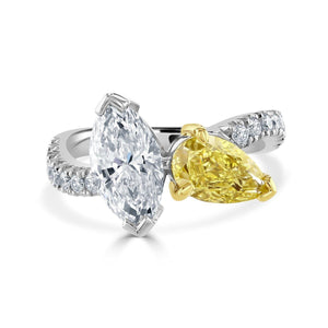 Moi et Toi Platinum & Yellow Gold Diamond Ring