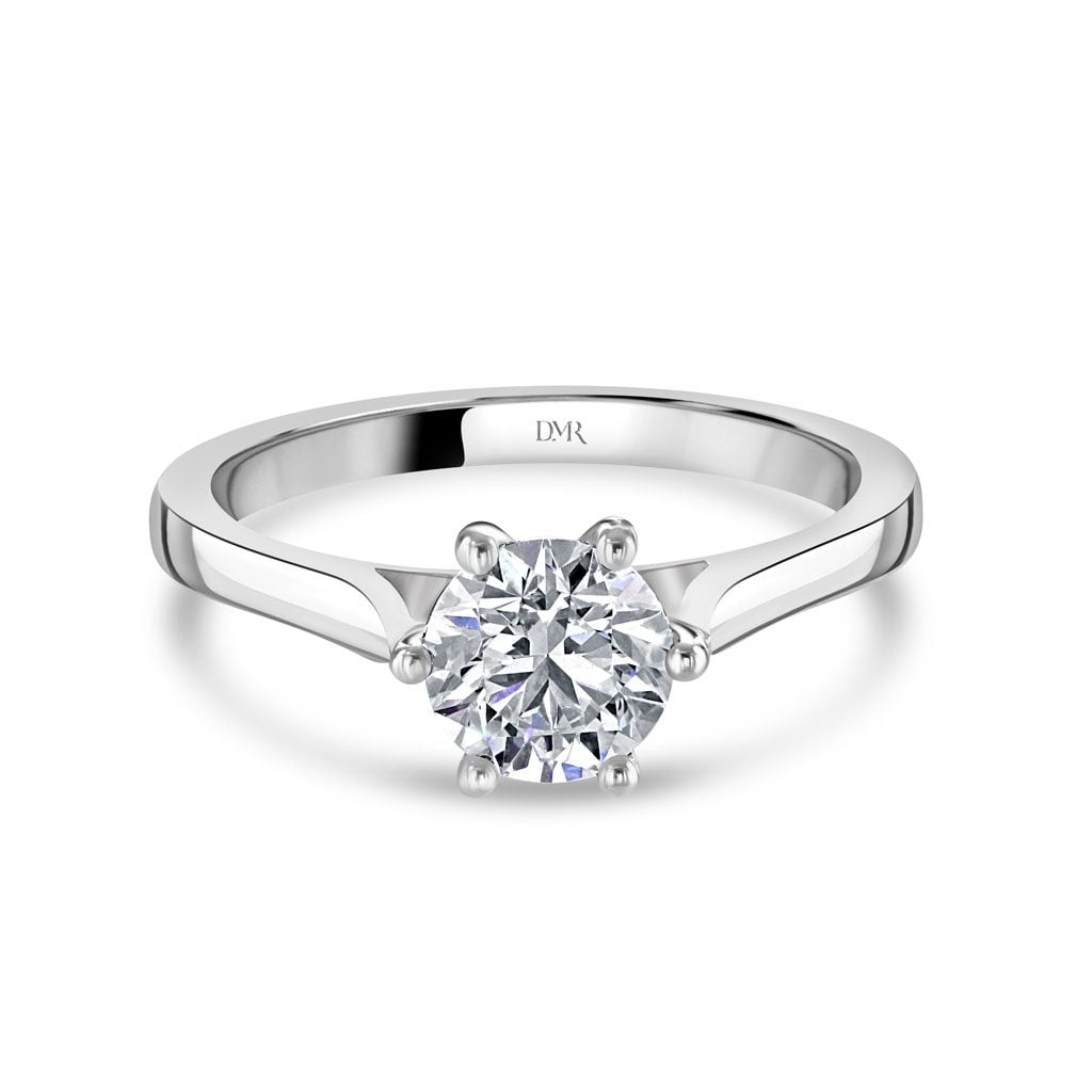 18ct White Gold Round Cut Solitaire Diamond Ring at David M Robinson