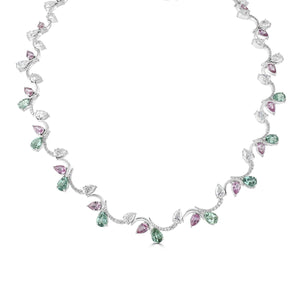 Diamond, Pink Sapphire and Green Tourmaline Necklace