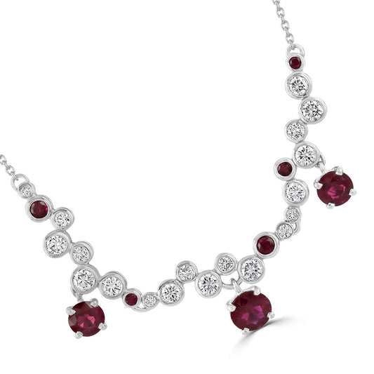 David M Robinson Platinum Diamond and Ruby Necklace