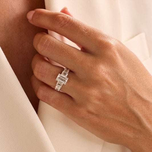 Platinum Emerald Cut Diamond Ring at David M Robinson