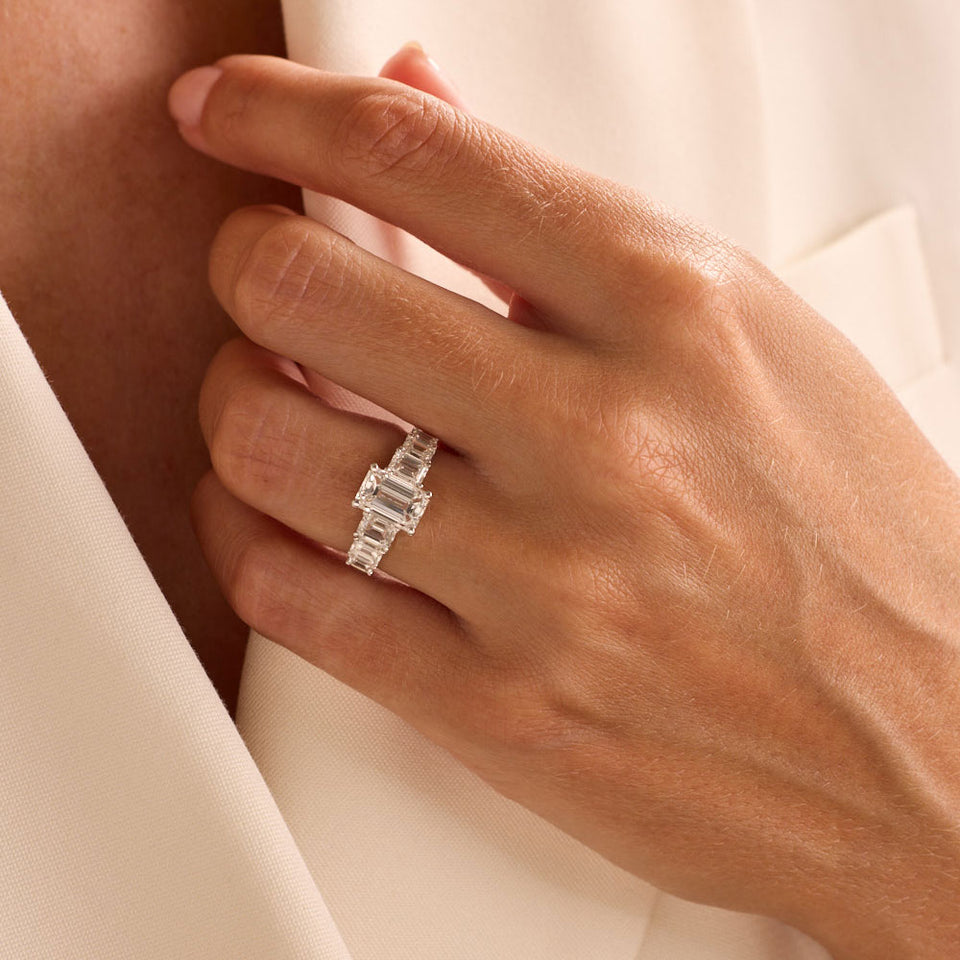 Platinum Emerald Cut Diamond Ring at David M Robinson