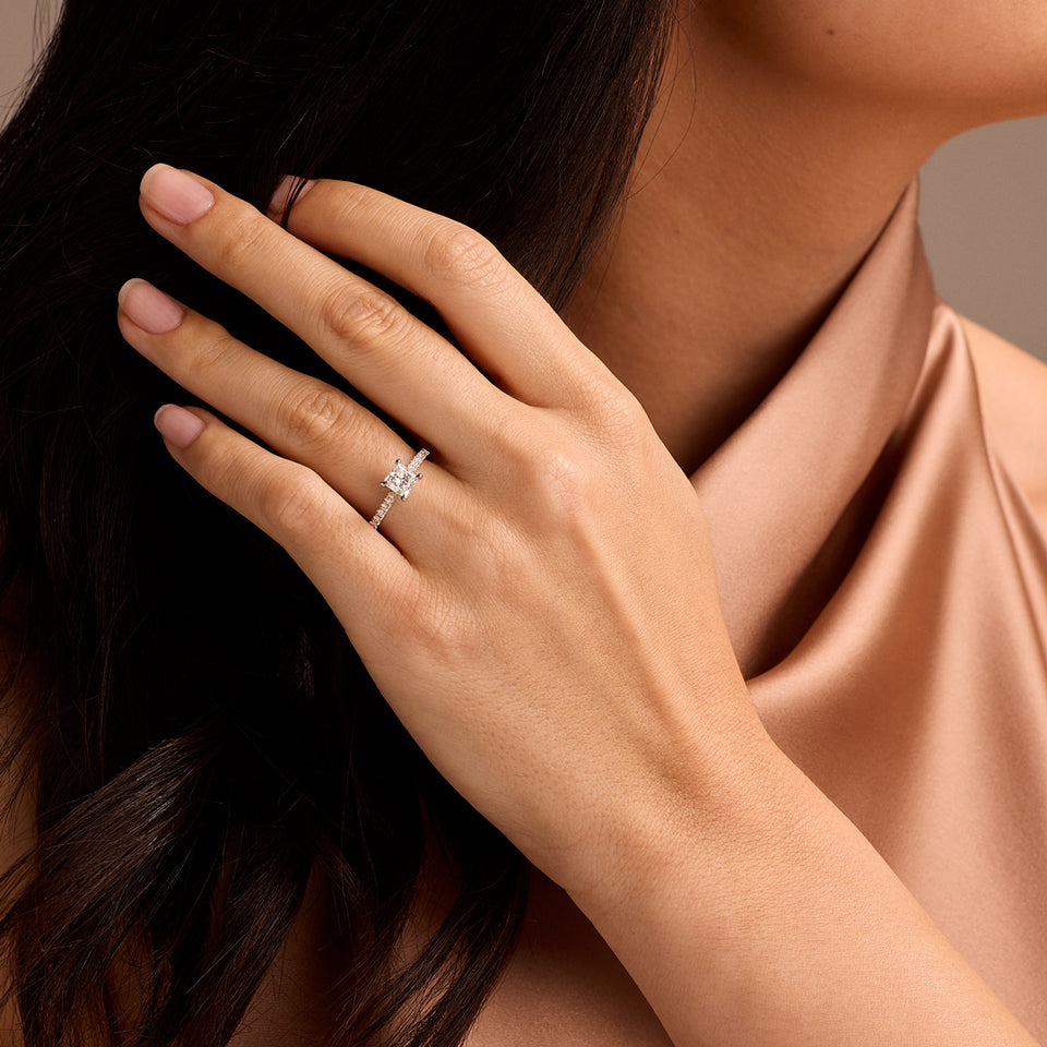 Signature Platinum Princess Cut Diamond Engagement Ring at David M Robinson