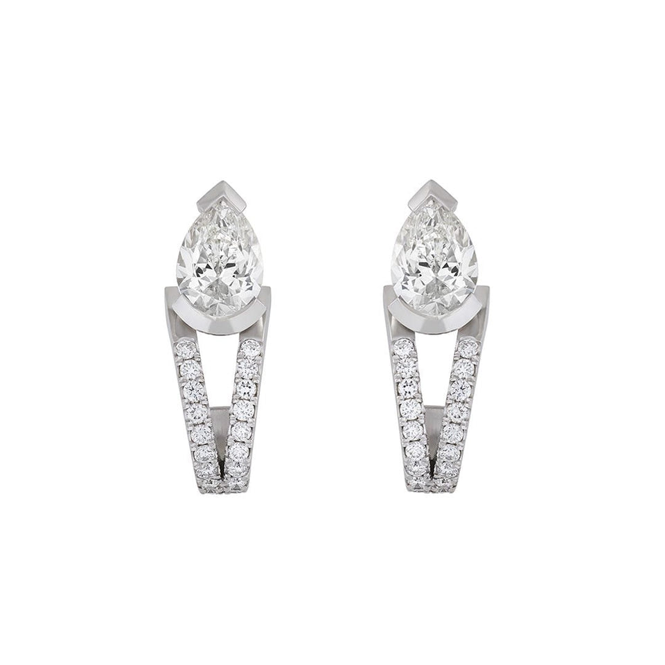 Pearfection 18ct White Gold Pear Shape Diamond Earrings at David M Robinson