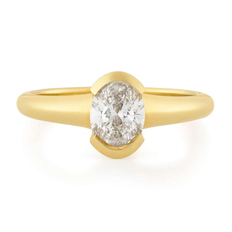 Alina 18ct Yellow Gold Oval Cut Diamond Solitaire Ring at David M Robinson