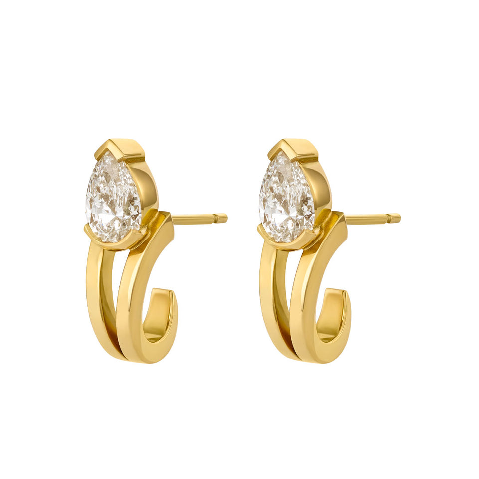 Pearfection 18ct Yellow Gold Pear Shape Diamond Earrings at David M Robinson
