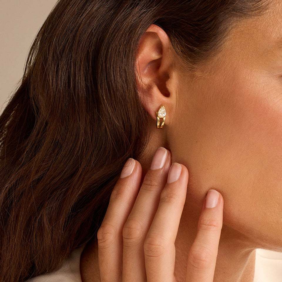 Pearfection 18ct Yellow Gold Pear Shape Diamond Earrings at David M Robinson