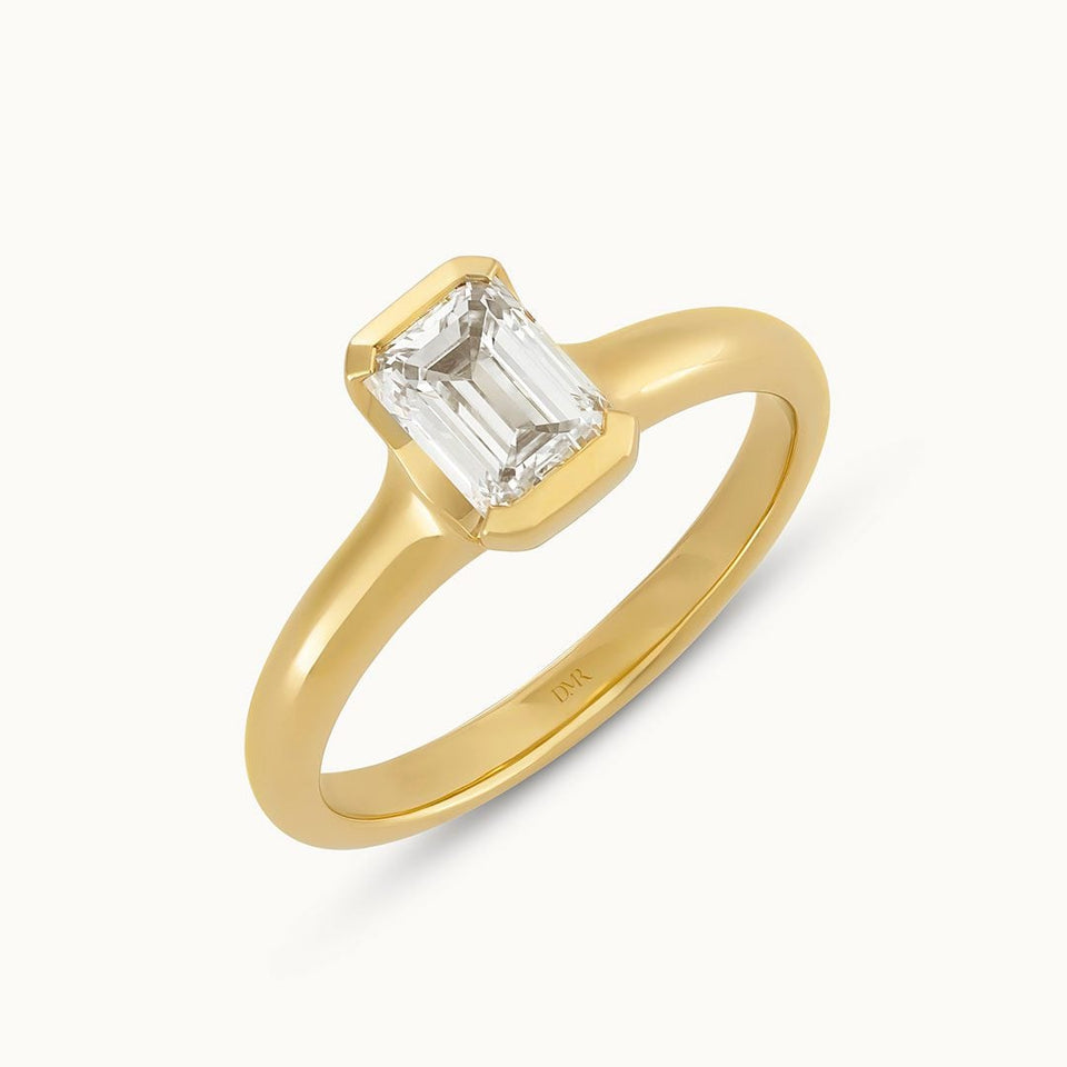 Alina 18ct Yellow Gold Emerald Cut Diamond Solitaire Ring at David M Robinson