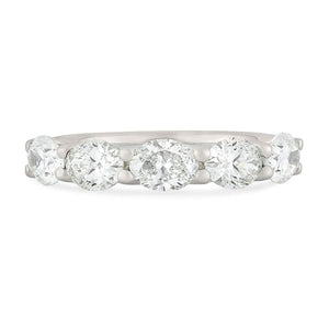 Signature Platinum Oval Cut Diamond Five Stone Eternity Ring