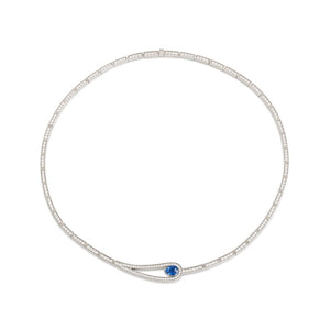 Platinum Diamond & Pear Shape Madagascar Sapphire Collar